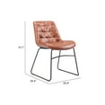 thumbnail image 5 of ZUO Tammy 18.5" Steel and Polyurethane Dining Chairs in Vintage Brown (Set of 2), 5 of 5