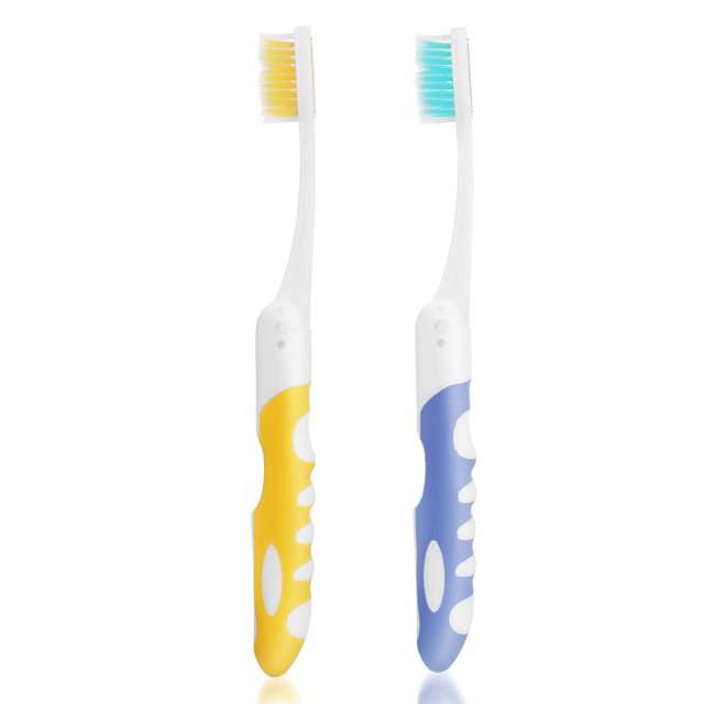 cepillos de dientes plegables, cerdas suaves portátiles, adecuados para viajes, campamentos, excursiones, página de inicio de la escuela (azul y amarillo)