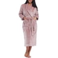 thumbnail image 2 of Women Plush Fleece Robe Long Warm Bathrobe Shawl Collar/Hood, 2 of 6