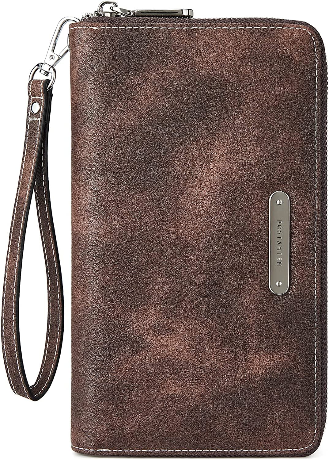 BOSTANTEN Leather Wallets for Women RFID Blocking Zip Around Credit Card Holder Phone Wristlet Clutch 