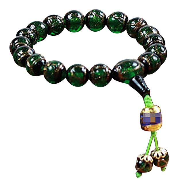 Pulsera de vidrio de color verde, cuentas de Buda, pulseras elásticas de cuentas de meditación de yoga para hombres y mujeres