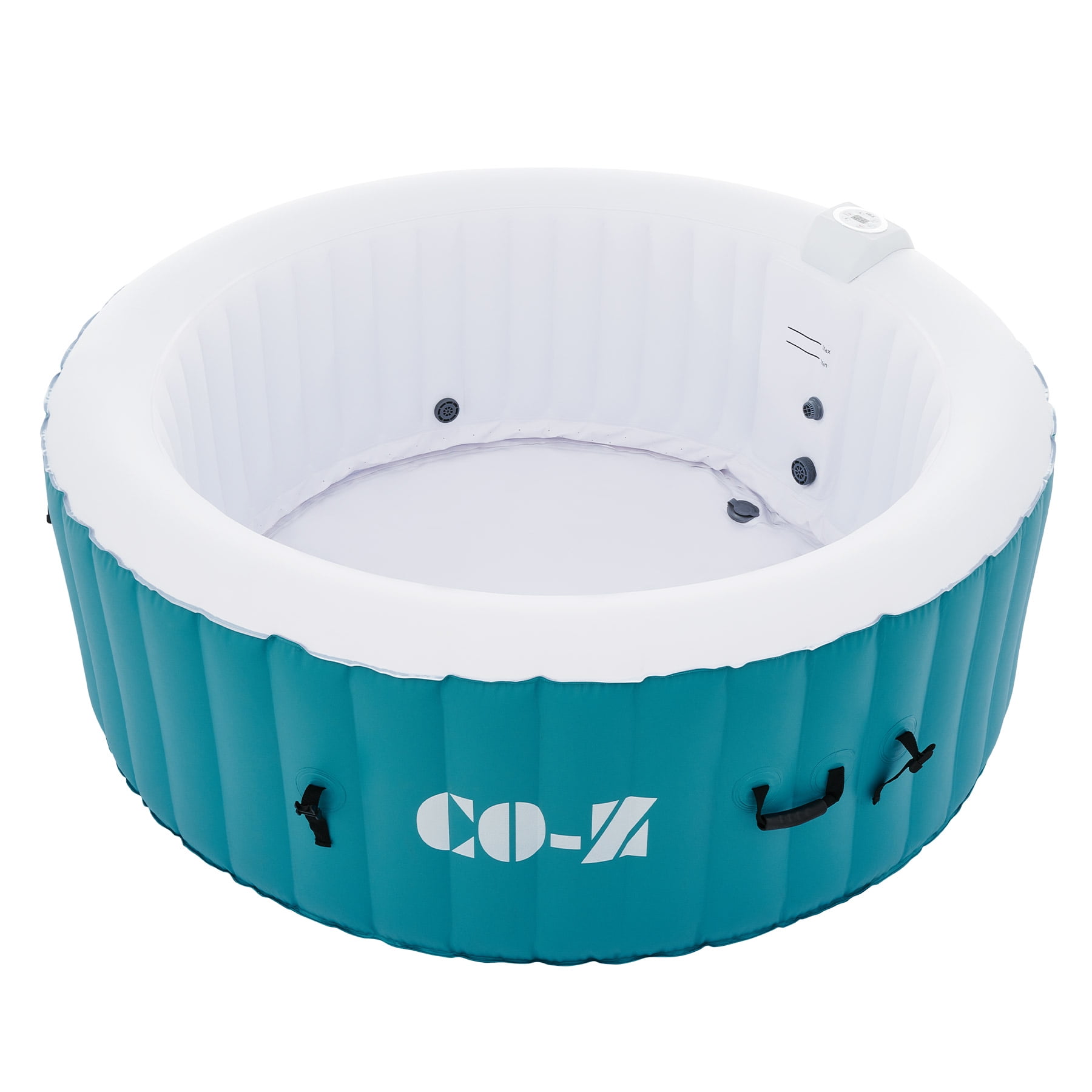 CO-Z 4-6 Person PVC Round Inflatable Hot Tub Portable Home SPA w 140 Air Jets, 2 Filters, Lockable Cover, Max 104℉, 82in, Blue