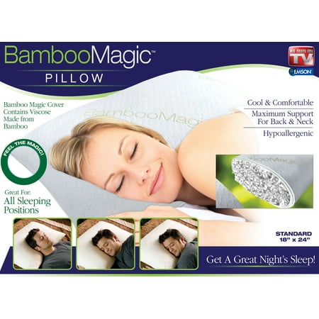 Bamboo Magic Memory Foam Pillow, Maximum Support for Back & Neck -