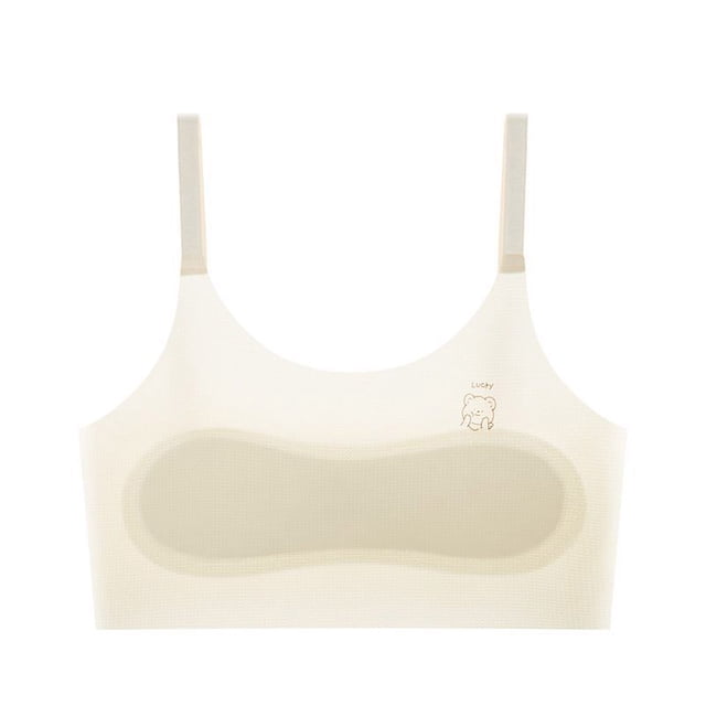 BYHONG Training Bras For Girls Teen Girls Sports Bras Comfort Soft Solid Color Bras Light Pink XL