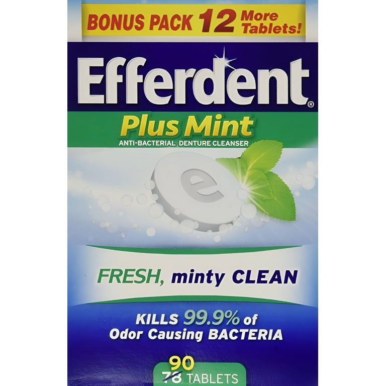 Efferdent Plus Mint Antibacterial Denture Cleanser Tablets, 90 Count photo 2