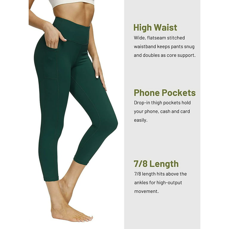 Women's Yoga Leggings with Pockets - Tummy Control, Non See