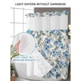 thumbnail image 4 of No Hook Cloth Fabric Shower Curtain with Snap in Liner, Vintage Blue Flower Waterproof Shower Curtains Set with See Through Top Window, Farmhouse Botanical Floral Retro Bath Curtains Shower 36"x72", 4 of 6