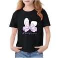 thumbnail image 2 of Spazoro Girls T-Shirts Tee, 100%Cotton Short Sleeve Cute Print Crew Neck Casual Tops for Kids Black Size 4, 2 of 6