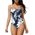thumbnail image 3 of Jamicy Womens One Piece Swimsuits Tummy Control Square Neck Sporty Ruched Slimming Monokini High Cut Women's Bathing Suit, 3 of 9