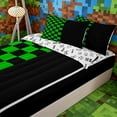 thumbnail image 3 of Meiyoeat Vibrant Checkerboard Pattern Zipper Full Size Comforter Sets with Fitted Sheet and 2 Pillowcases, Retro Chess Print Zipper Bedding Set for Dorm, Green Black,4pcs, 3 of 6