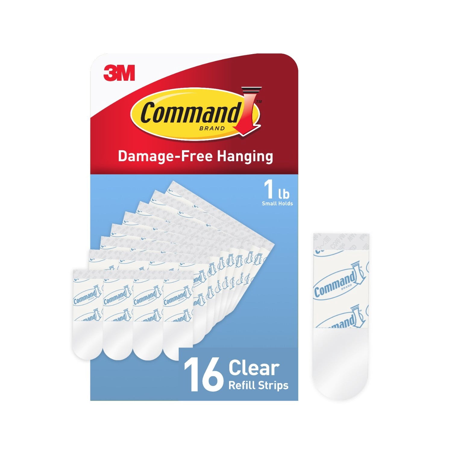 Command small clear refill strips,16 sets of strips/pack, 4 pack