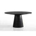 thumbnail image 3 of Miekor Furniture Jasper Ebony Black 7 Piece 59"W Round Dining Table Set with Pedestal Base and Beige Fabric Chairs 05953, 3 of 12