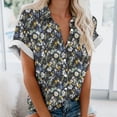 thumbnail image 4 of cocolona Womens 2024 Regular Shirts Fashion Casual Boho Print V Neck Button Short Sleeve Summer Tops, 4 of 4