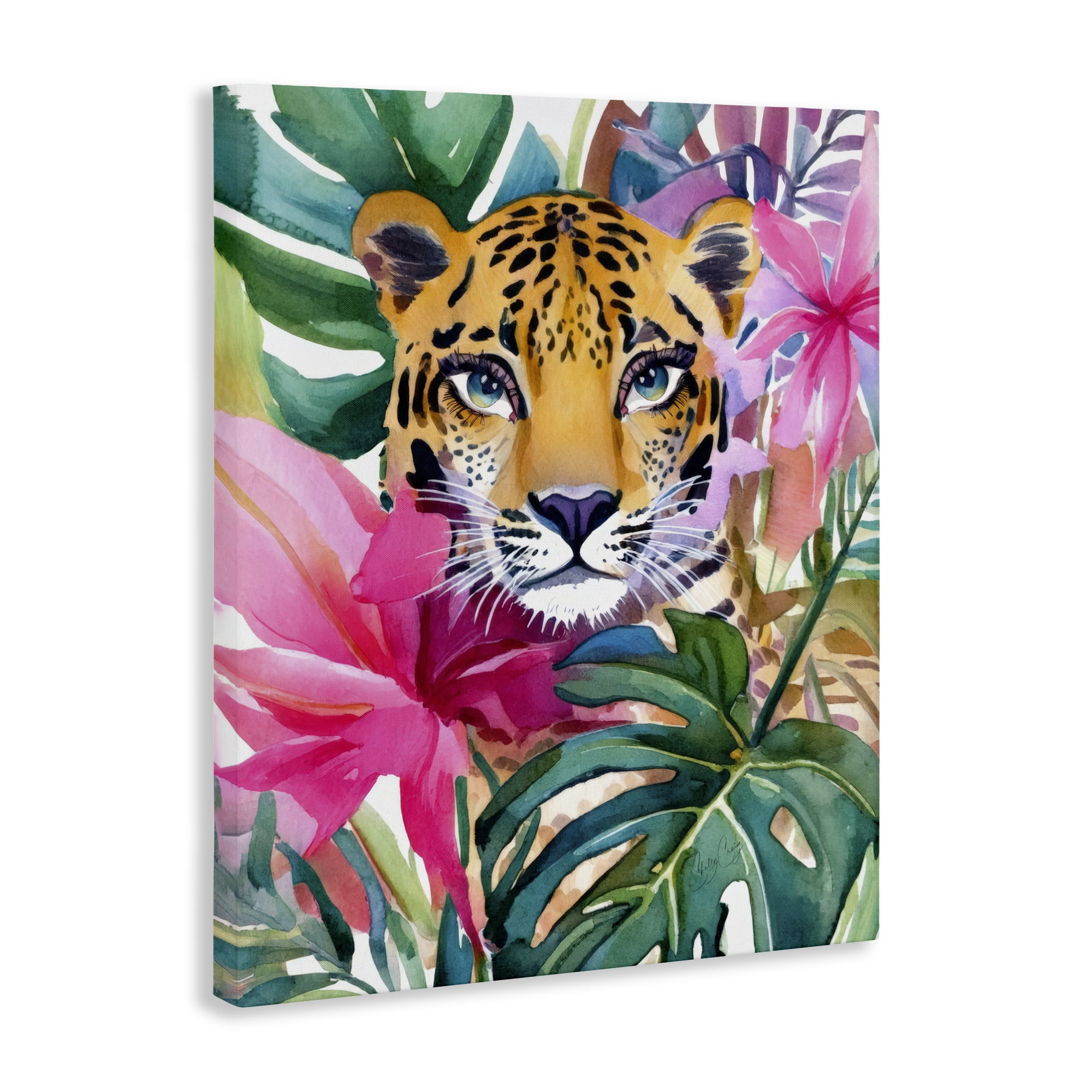 Stupell Industries Tropical Tiger Peeking Canvas Wall Art, design by Shelly Craig