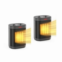 Space Heaters for Indoor Use, Portable 1500W/900W PTC Ceramic Space Heater, Small Space Heater with Thermostat, Three Modes, Overheat and Tip-Over Protection for Office Home Grey Set of 2