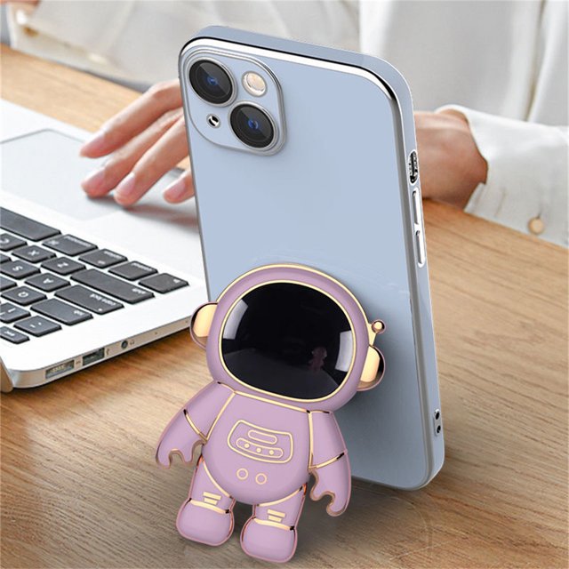 6D Plating Astronaut Hidden Stand para Iphone 13 Pro Max Soporte para teléfono brillante para Huawei para Samsung