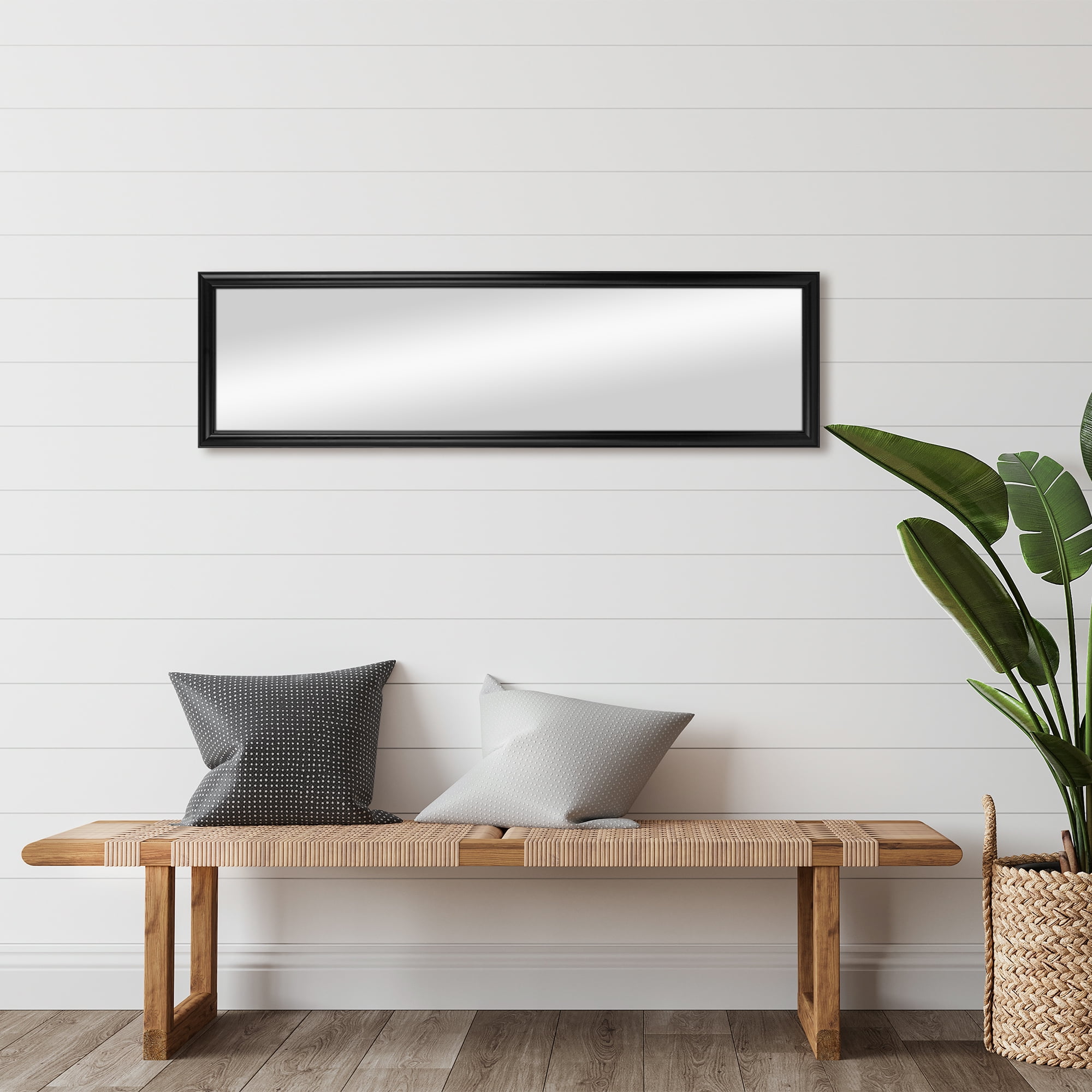 Mainstays 14.25" x 50.25" Black Modern Over the Door Mirror