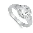thumbnail image 4 of Clear CZ Belt Buckle Moon Circle Ring .925 Sterling Silver Band White Jewelry Female Size 5, 4 of 4