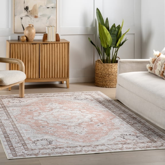 nuLOOM Dalena SplashGuard Machine Washable Area Rug, 5' x 7', Peach