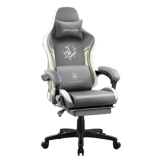 GTPLAYER Gaming Chair with Bluetooth Speakers and Footrest Office Desk