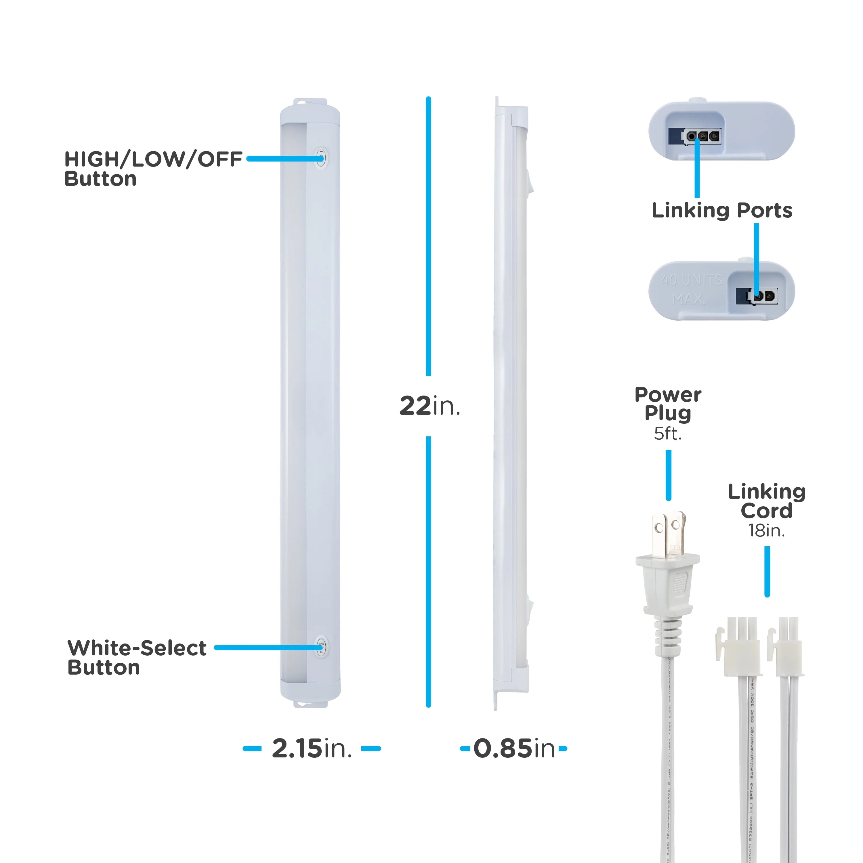 (2 pack) Enbrighten 705 Lumen 22" Plug-in LED Under Cabinet Light, 1 lb, Linkable