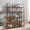 Black+Brown, variant on NIGSQJB 5-Tier Bookcase, Vintage Industrial Style Bookcase 71 H x 10.2 W x 70.7 L Inches, Home Office Open Bookshelf, MDF Board, Black Metal Frame, Black Brown