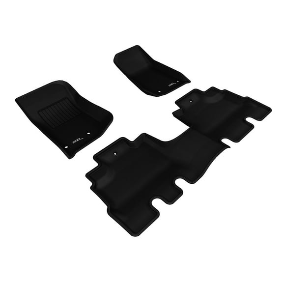 3D MAXpider Custom Fit Kagu Floor Mat (Black) for 2014-2018 Jeep Wrangler JK Unlimited - 1ST Row 2ND Row