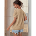 thumbnail image 6 of Women'S Scoop Neck Knit Hollow Out Tunic Tops Khaki S, 6 of 8