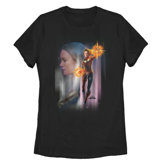Women's Marvel Captain Marvel Galactic Profile Graphic Tee Black 2X Large