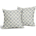 thumbnail image 2 of Blue Grey Gray Floral Block Print Pillow Covers 20x20 Inch Set of 2, Vintage Flower Pattern Decorative Throw Pillowcases Outdoor Farmhouse Cushion Covers Spring Summer Rustic Sofa Couch Bed Decor, 2 of 6