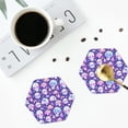 thumbnail image 5 of Pofeuu Skull mushroom colorful Print Leather Coasters Set of 6, Round Cups Mugs Mat Pad for Home Kitchen Heat Resistant Drink Coasters,Hexagon, 5 of 7