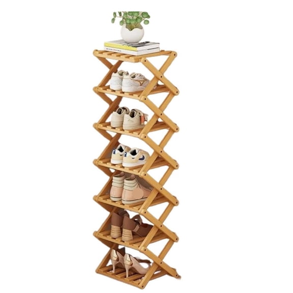 Bamboo Shoe Rack Organizer, 2-8 Tiers Bamboo Shoe Rack Small , Foldable Storage , Organizer For Entryway
