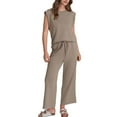 thumbnail image 7 of Lounge Sets for Women 2 Piece Track Suits Outfits 2025 Travel Summer Casual Outfit Sets Matching Pants Set Clothing Khaki S, 7 of 7
