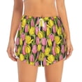 thumbnail image 3 of Uemuo Tulips Flowers Pattern Women's Athletic Shorts High Waisted Running Shorts with Liner Pockets Gym Elastic Workout Shorts-X-Large, 3 of 9