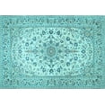 thumbnail image 1 of Ahgly Company Indoor Rectangle Medallion Light Blue Traditional Area Rugs, 2' x 5', 1 of 4