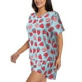 thumbnail image 2 of Kdxio Strawberries Print Pajamas Sets for Women Short-Sleeved Pjs with Lounge Shorts Two Piece Sleepwear S-4XL, 2 of 9