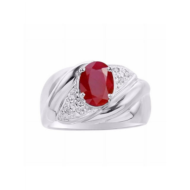 *RYLOS Simplement Élégant Beau Rubis Rouge et Bague en Diamant - Pierre de Naissance de Juillet*