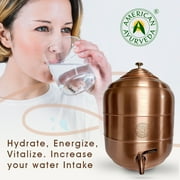 American Ayurveda Countertop 5 Gallon 100% Pure Copper Water Dispenser / Pot / Matka with Stainless Steel Faucet Spigot