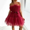 thumbnail image 4 of WTXUE Corset Dress, Tube Top Mesh Bowknot Ballet Dress for Women, Tulle Dress Women, Mesh Dress, Red Dresses for Women, Red 2XL, 4 of 7