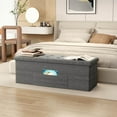 thumbnail image 4 of Costway 43” Folding Ottoman Bench with Storage Chest & Pocket End of Bed Bech End of Bed Bech with Divider Dark Gray, 4 of 11