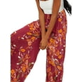 thumbnail image 2 of Qiylii Women's Belted Palazzo Pants, Bohemian High Waist Floral/Plaid/Paisley Print Loose Beach Pants, 2 of 4