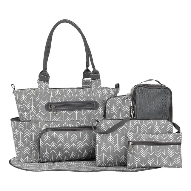 Sac à Main Maman Imprimé Mode Sac de Rangement pour Poussette Multifonction pour Gris Foncé