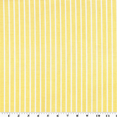 Vintage Linen Yellow Printed Stripe Home Decorating Fabric, Fabric By