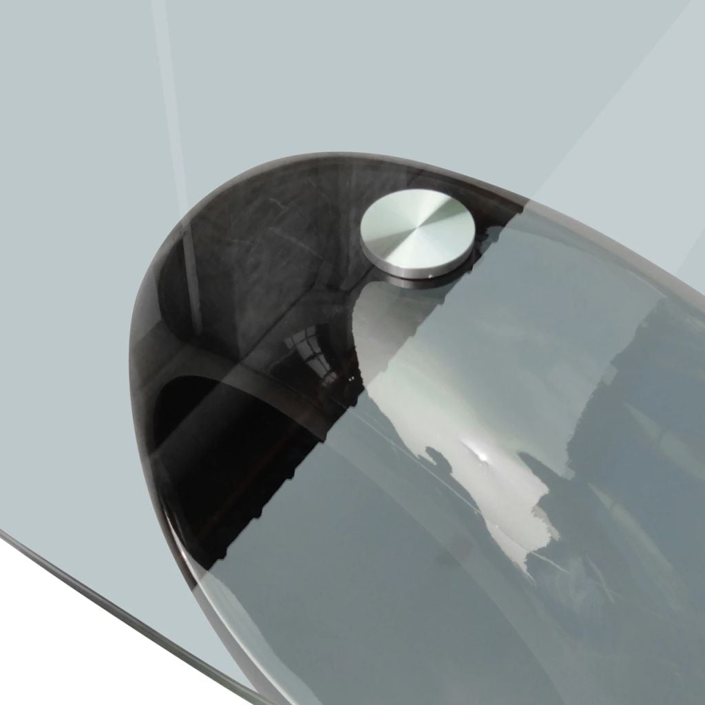 Kepooman Home Modern Oval End Side Coffee Table with Glass Top, Black Kepooman Home Modern Oval End Side Coffee Table with Glass Top, Black