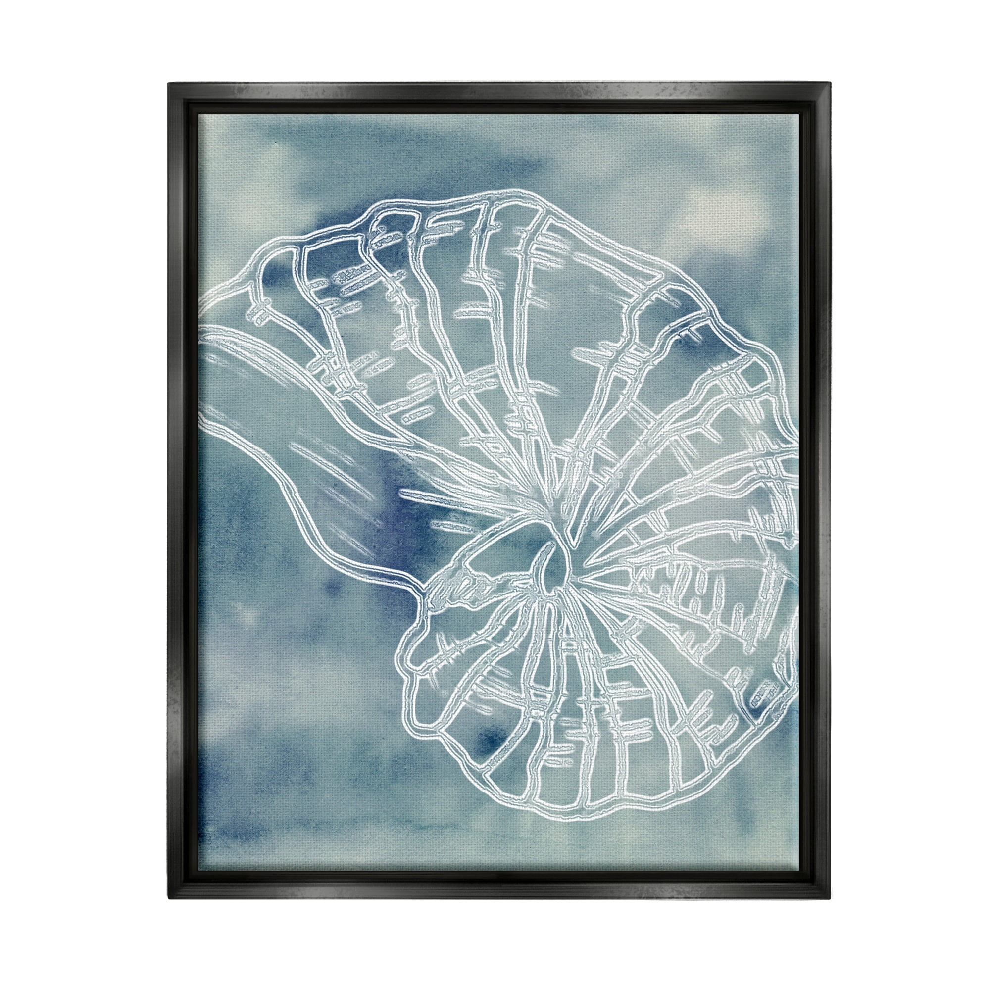 Stupell Industries Spiral Seashell Nautilus Sea Life Watercolor Pattern Graphic Art Luster Gray Floating Framed Canvas Print Wall Art, Design by Ziwei Li