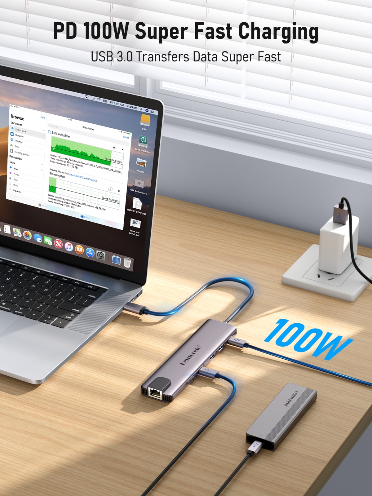 11 in 1 Multi-Port Hub, Docking Station, 100W PD Charging, Dual 4K HDMI, Gigabit Ethernet Adapter, Lemorele USB-C Hub for Laptop/Mac/Switch