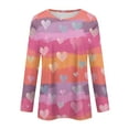 thumbnail image 3 of Valentine Day Shirts for Women Long Sleeve Love Heart Print Fashion Blouse Crew Neck Cute Loose Tunic Tops Wine M, 3 of 5