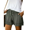 thumbnail image 3 of Summer Shorts for Women Solid Casual Fit Elastic Waist Pocket Pants Lunge Pants Ladiess Casual Drawstring Elastic Waist Comfy Summer Beach Shorts S-5XL, 3 of 3