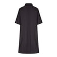 thumbnail image 5 of Nmnitkp Dresses for Women Linen Blend Shirt Collar Shift Dress, Short Sleeve Half Button Loose Fit Casual Summer Dress for Beach Womens Dresses Black,4XL, 5 of 6