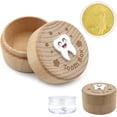 thumbnail image 1 of Wooden Tooth Fairy Box, Cute Tooth Fairy Tooth Holder, Tooth Fairy Kit with Tooth Fairy Coin and Transparent Storage Box, 3D Carved First Tooth Keepsake Box for Lost Teeth (Smiley), 1 of 7